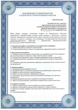 Приложение к свидетельству о допуске к строительным работам Тимашевск СРО в строительстве